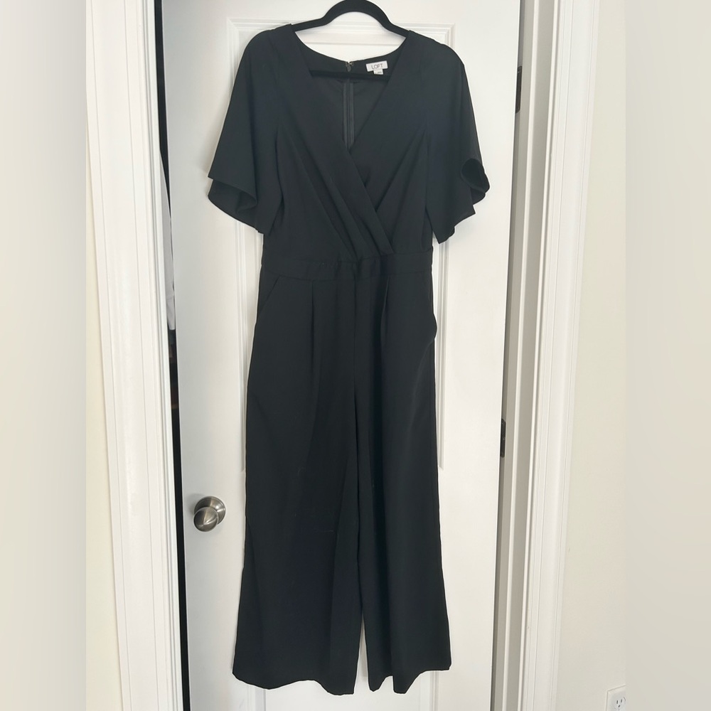 LOFT Black Flutter Sleeve Romper